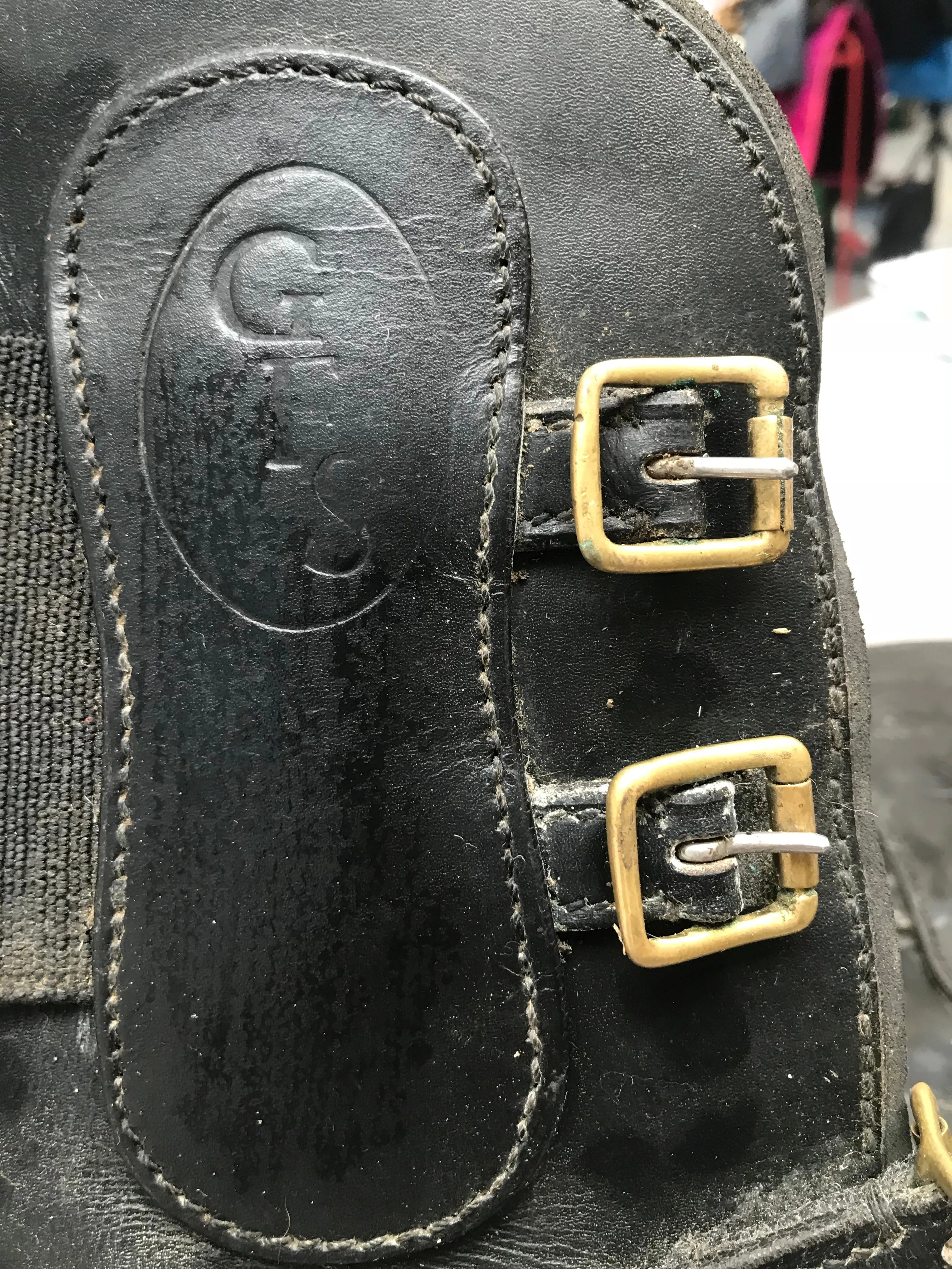 GFS black leather tendon boots full size with brass fittings FREE POSTAGE *