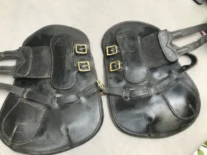 GFS black leather tendon boots full size with brass fittings FREE POSTAGE *