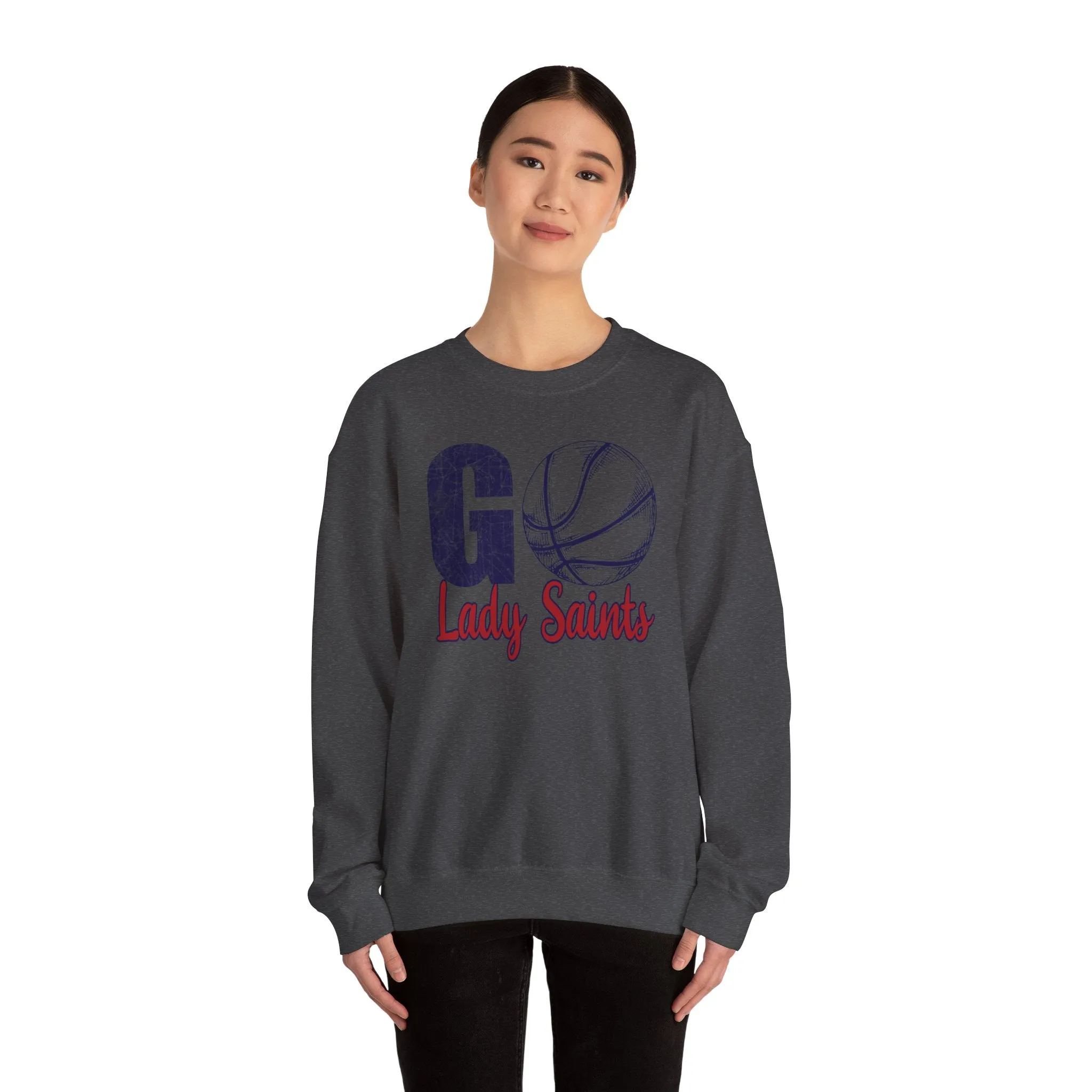 Go Lady Saints Basketball Unisex Heavy Blend™ Crewneck Sweatshirt