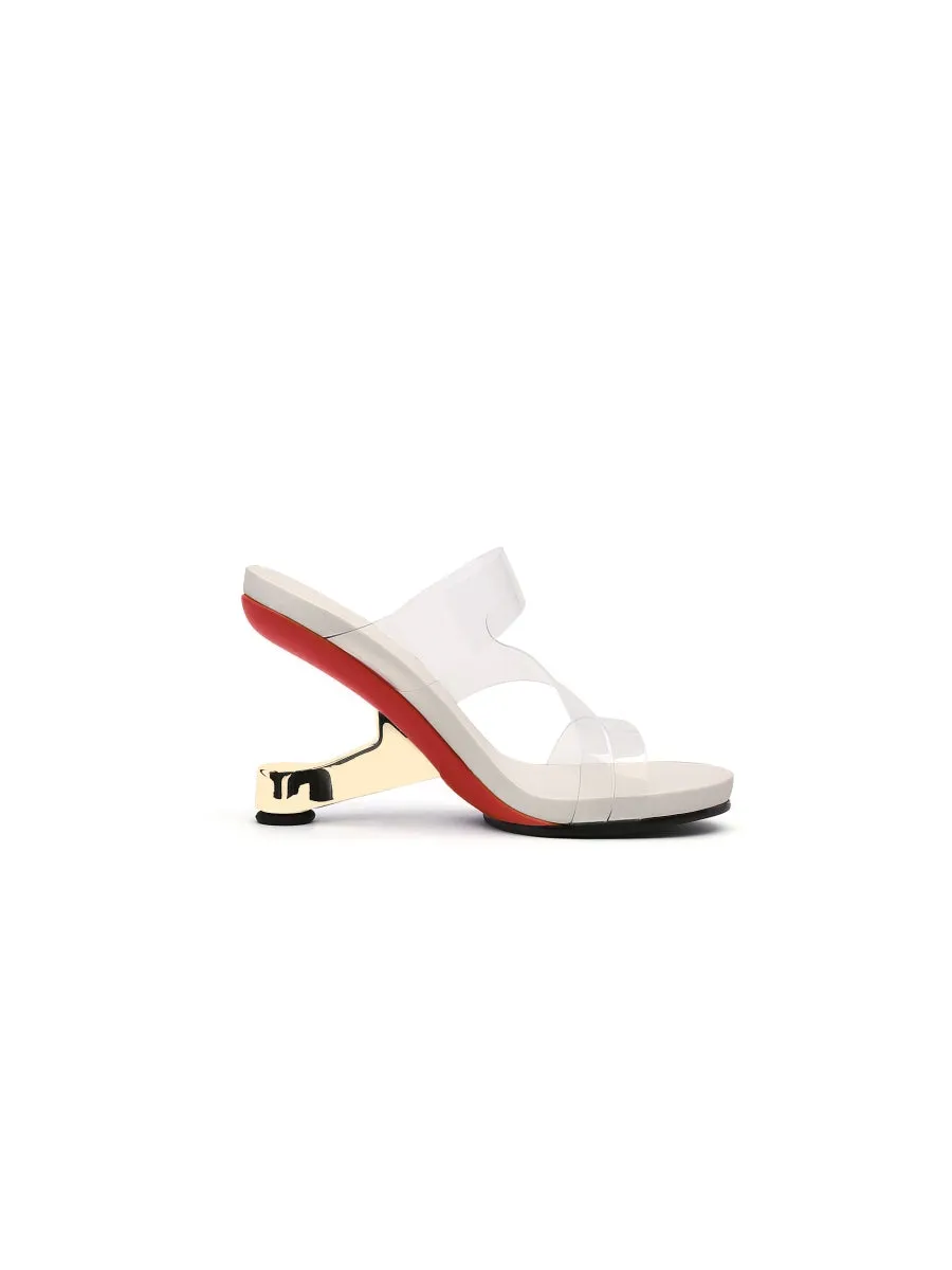 Golden Elevator Heel Ivory Slide