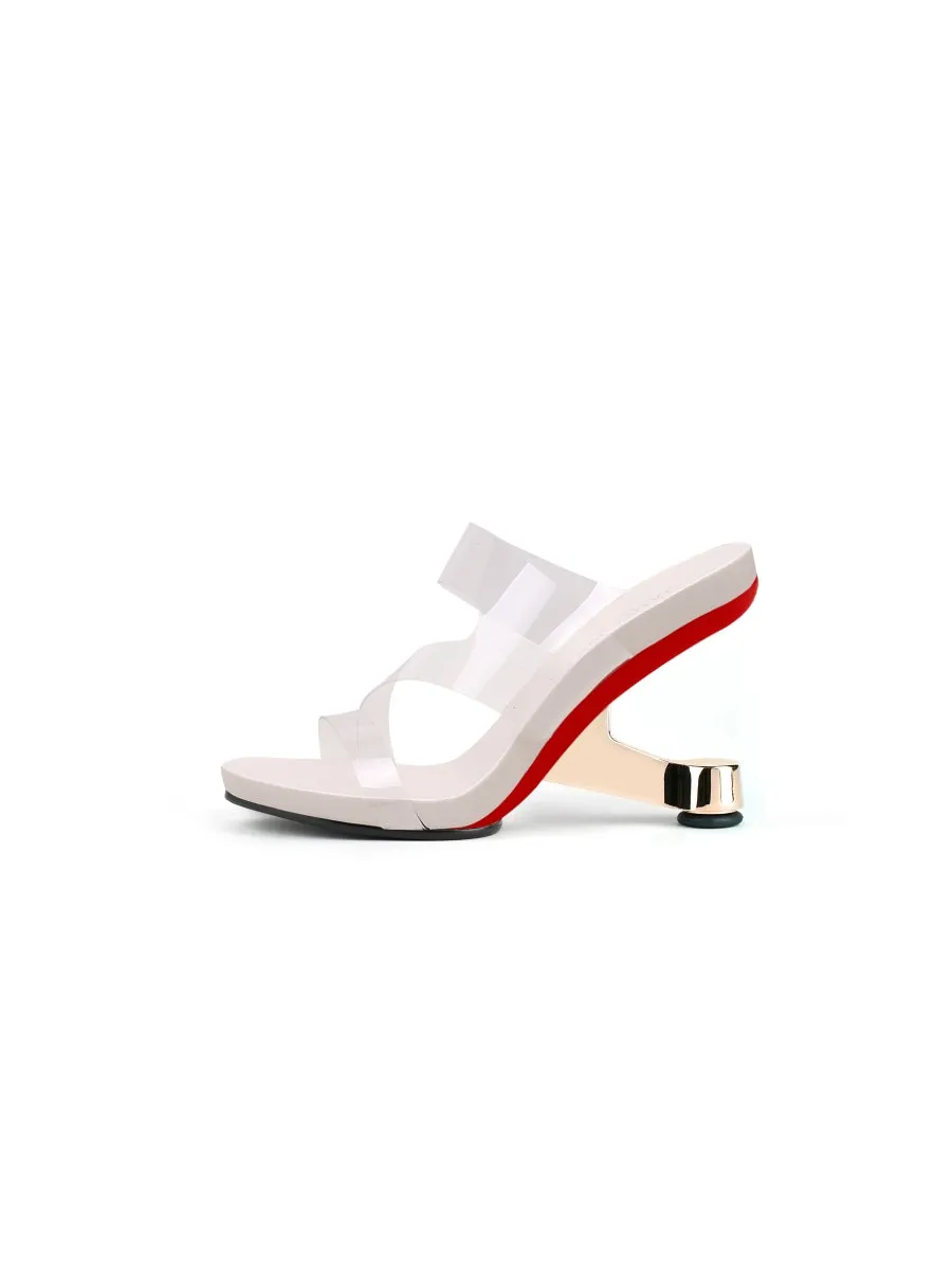 Golden Elevator Heel Ivory Slide