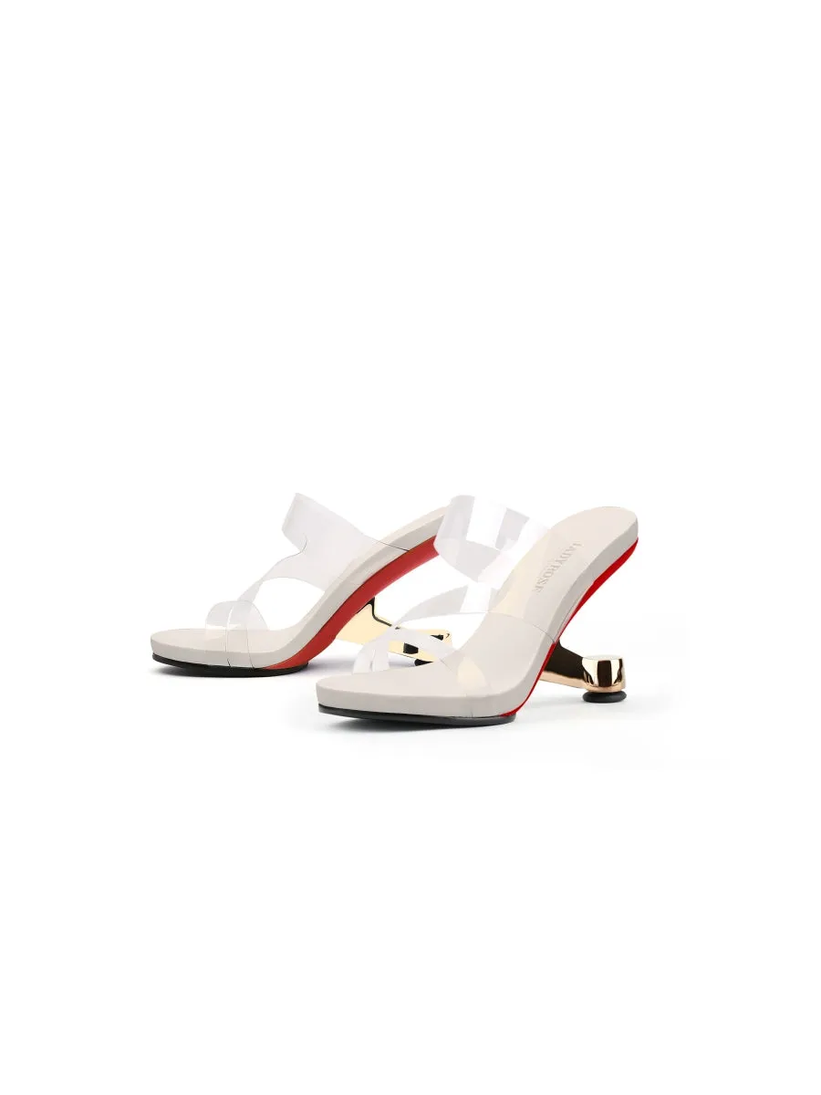 Golden Elevator Heel Ivory Slide