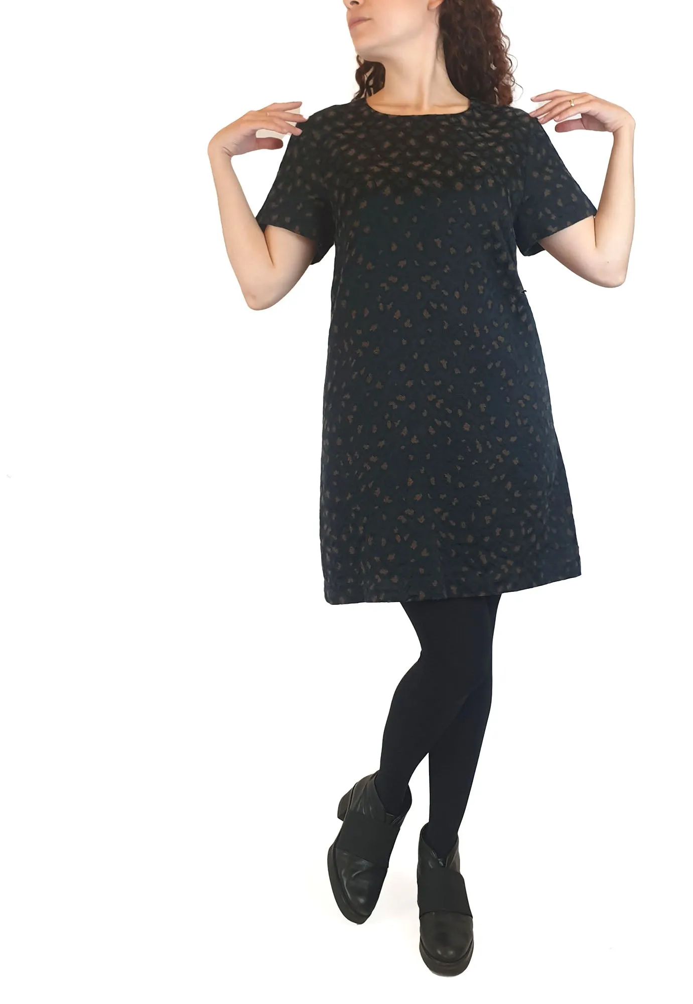 Gorman black dress with understated animal print size 10