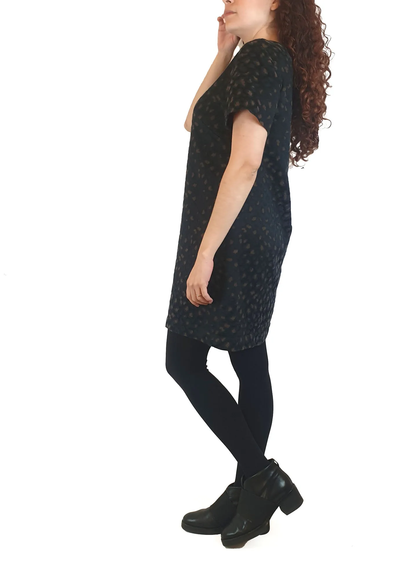 Gorman black dress with understated animal print size 10