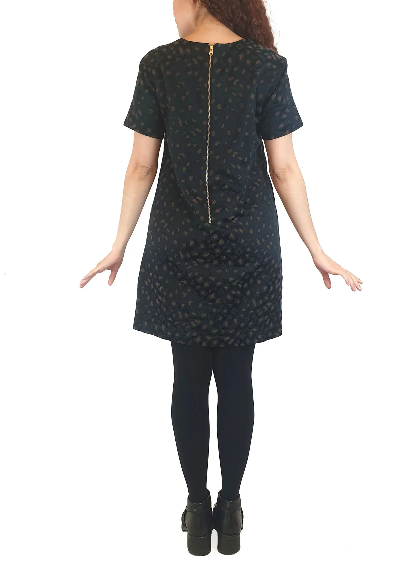 Gorman black dress with understated animal print size 10
