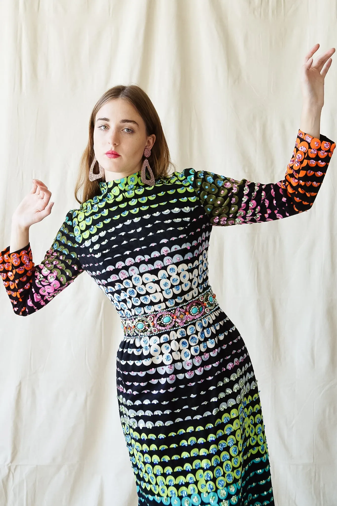 Graphic Rainbow Sequin Dress