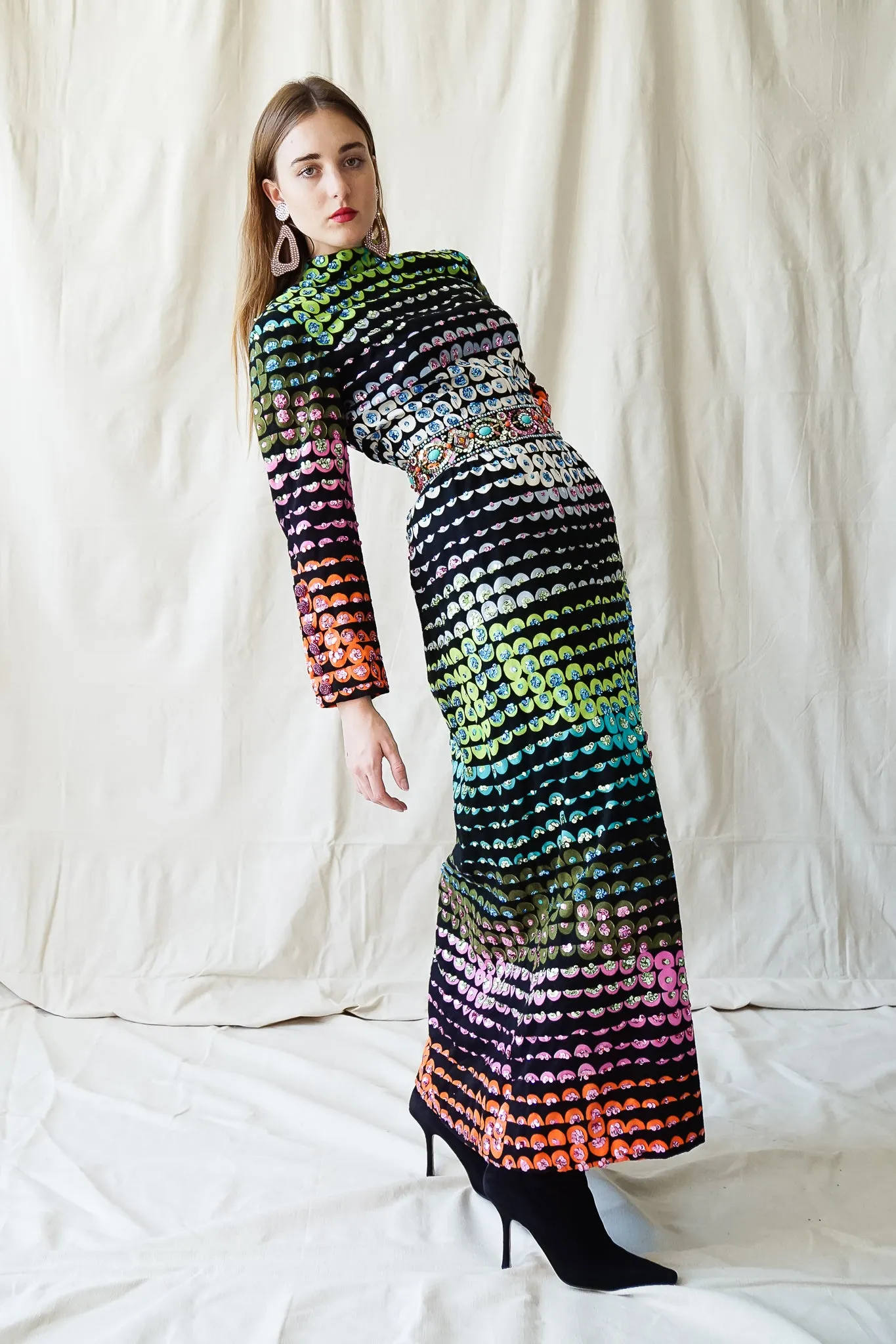 Graphic Rainbow Sequin Dress
