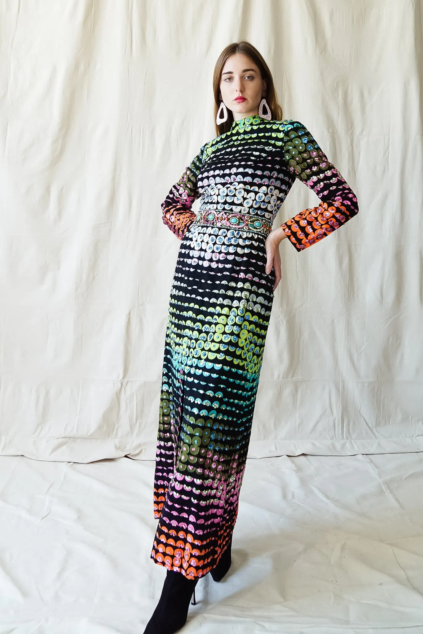 Graphic Rainbow Sequin Dress