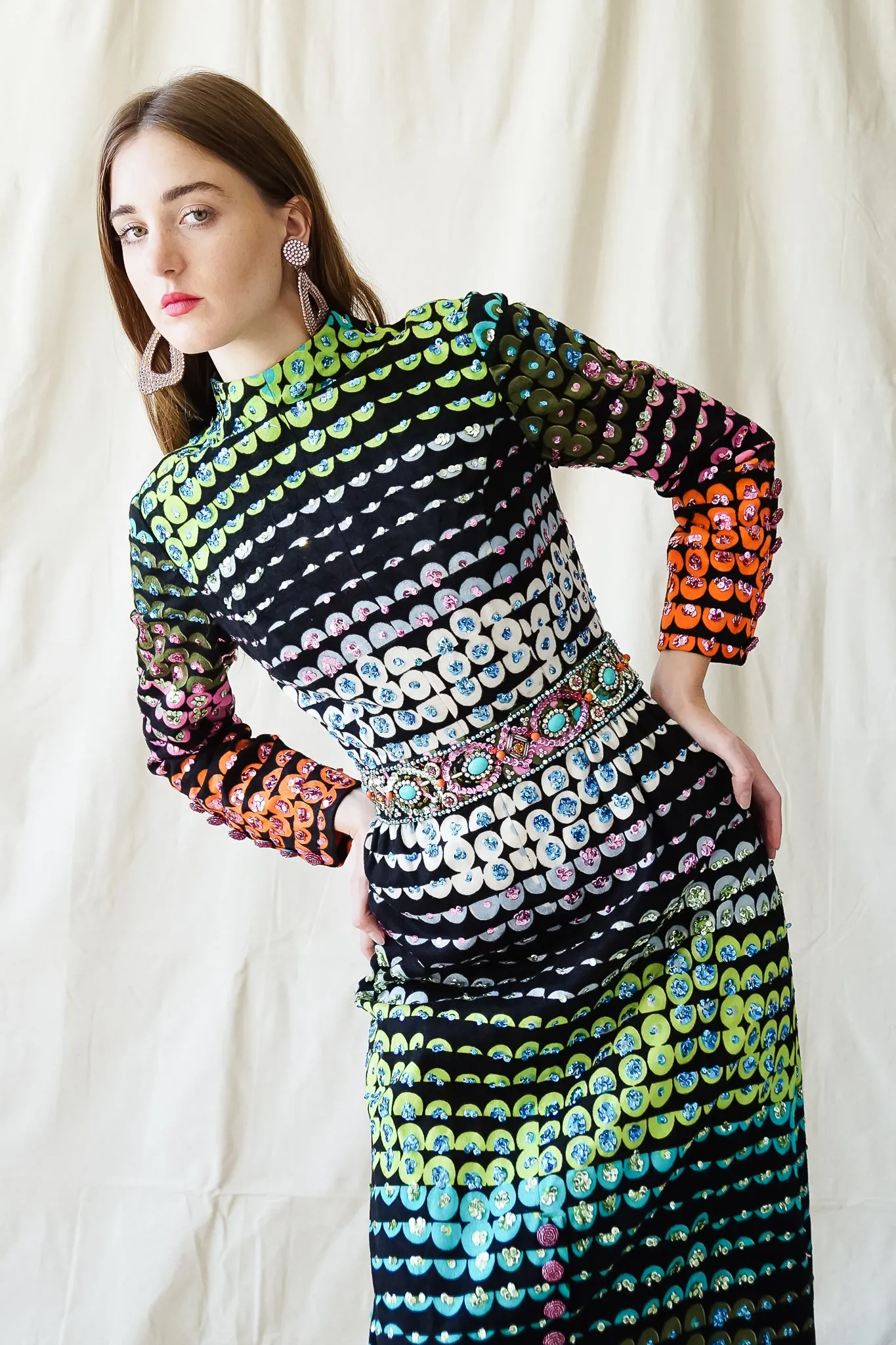 Graphic Rainbow Sequin Dress