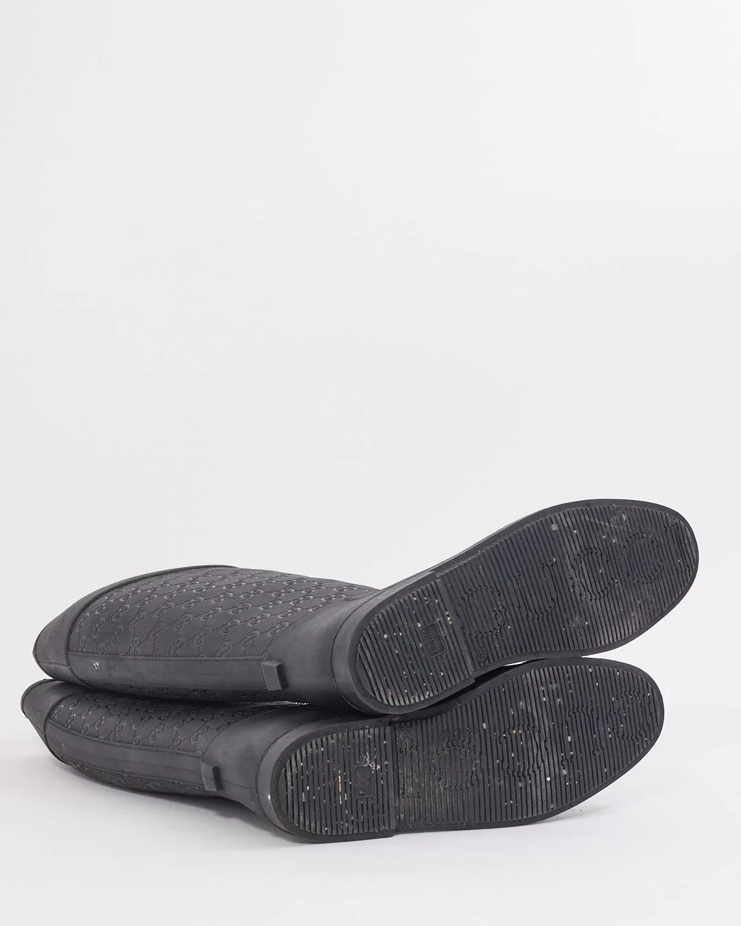 Gucci Black GG Rubber Rain Boots - 39