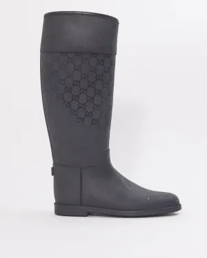 Gucci Black GG Rubber Rain Boots - 39