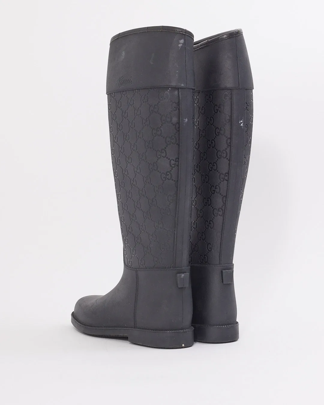 Gucci Black GG Rubber Rain Boots - 39
