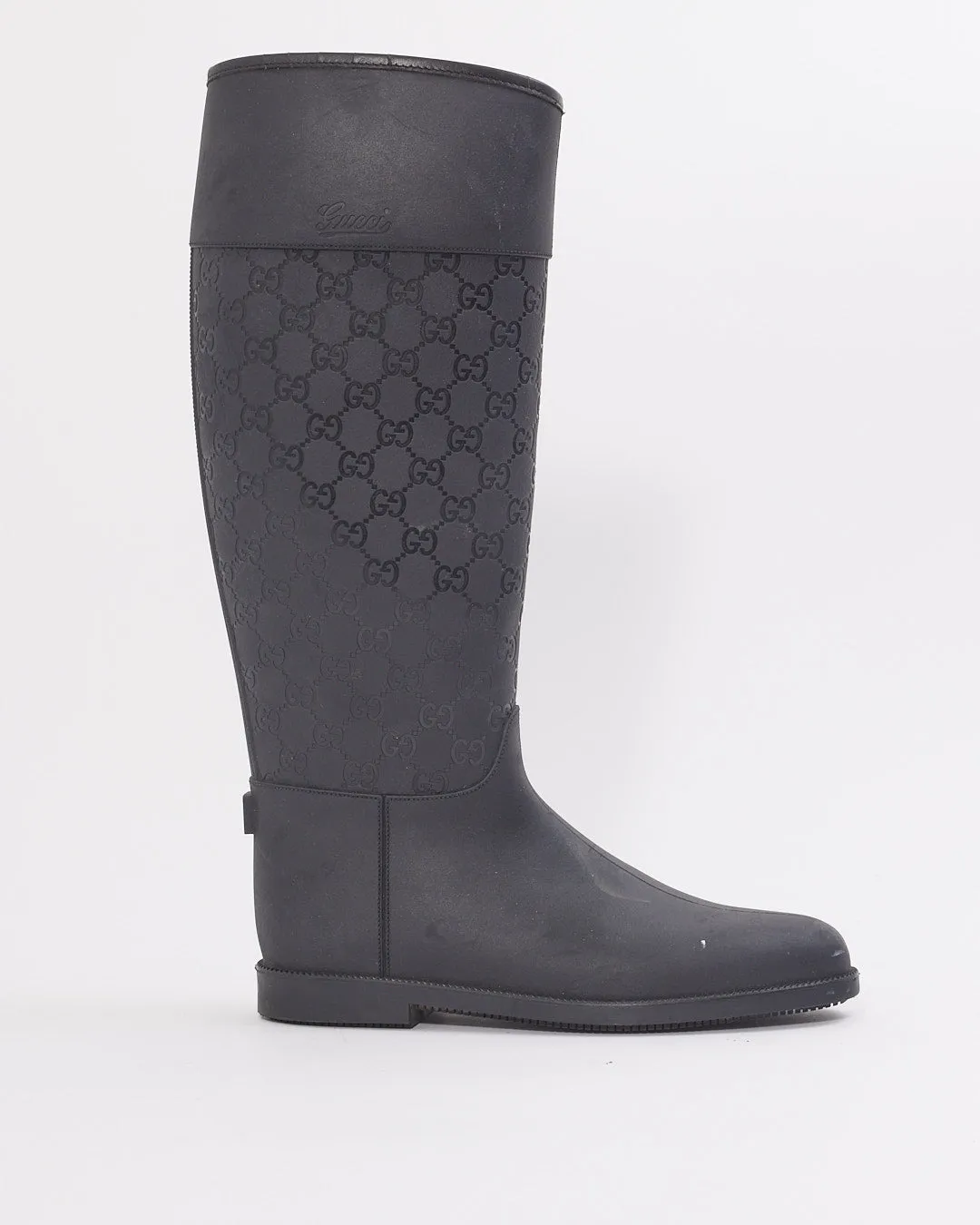 Gucci Black GG Rubber Rain Boots - 39