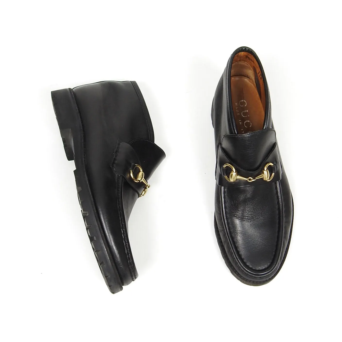 Gucci Black Leather Horsebit Boots Size 8