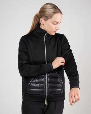 heavy knit / down zip front sweater