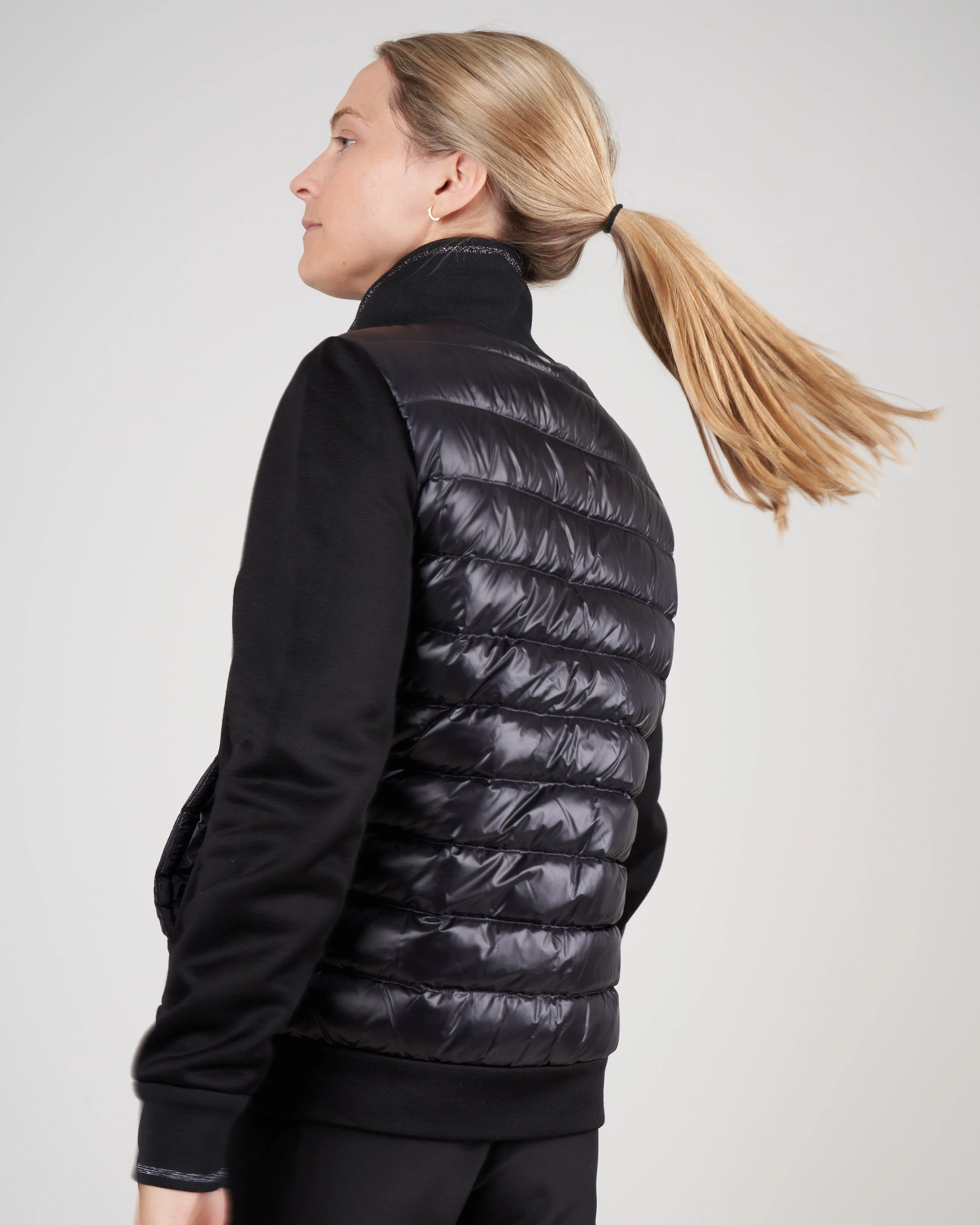 heavy knit / down zip front sweater