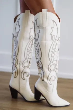 Hit The Dance Floor Western Cowboy Boots - Ivory