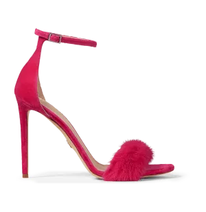 Hot Pink Mink and Suede Sandals