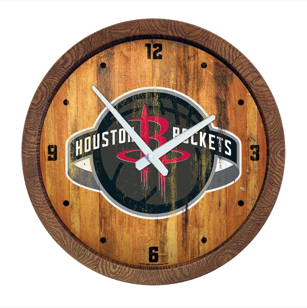 Houston Rockets: Logo - "Faux" Barrel Top Clock