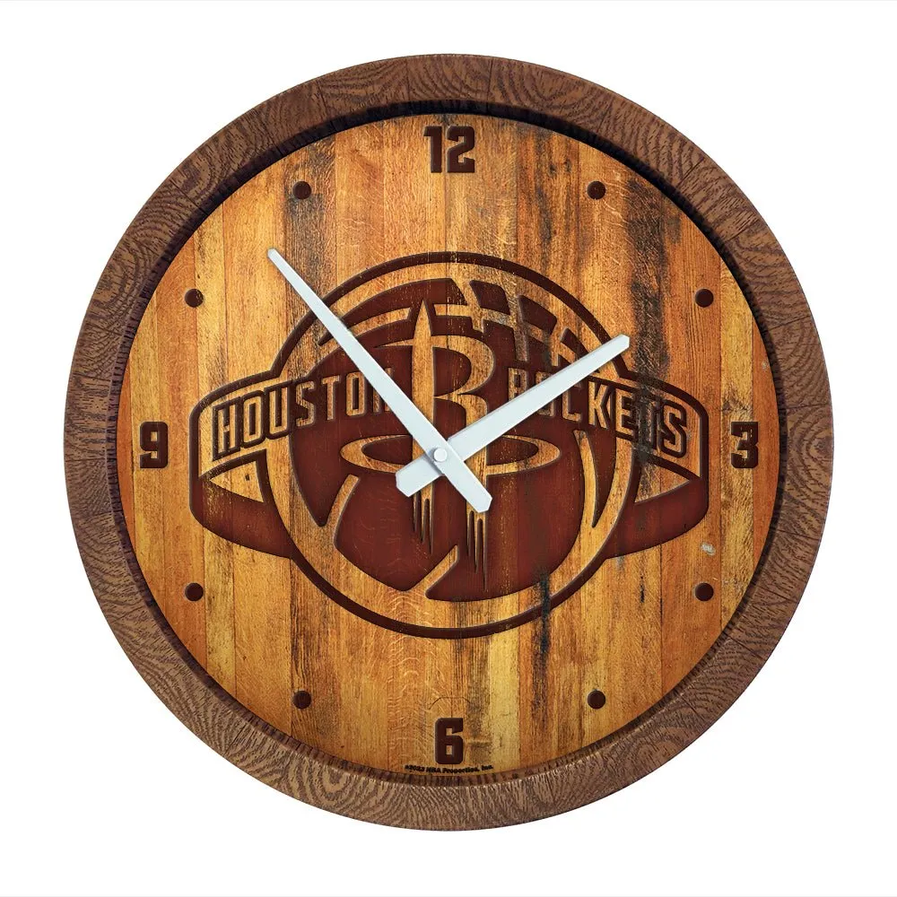 Houston Rockets: Logo - "Faux" Barrel Top Clock