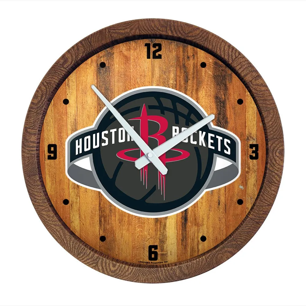 Houston Rockets: Logo - "Faux" Barrel Top Clock