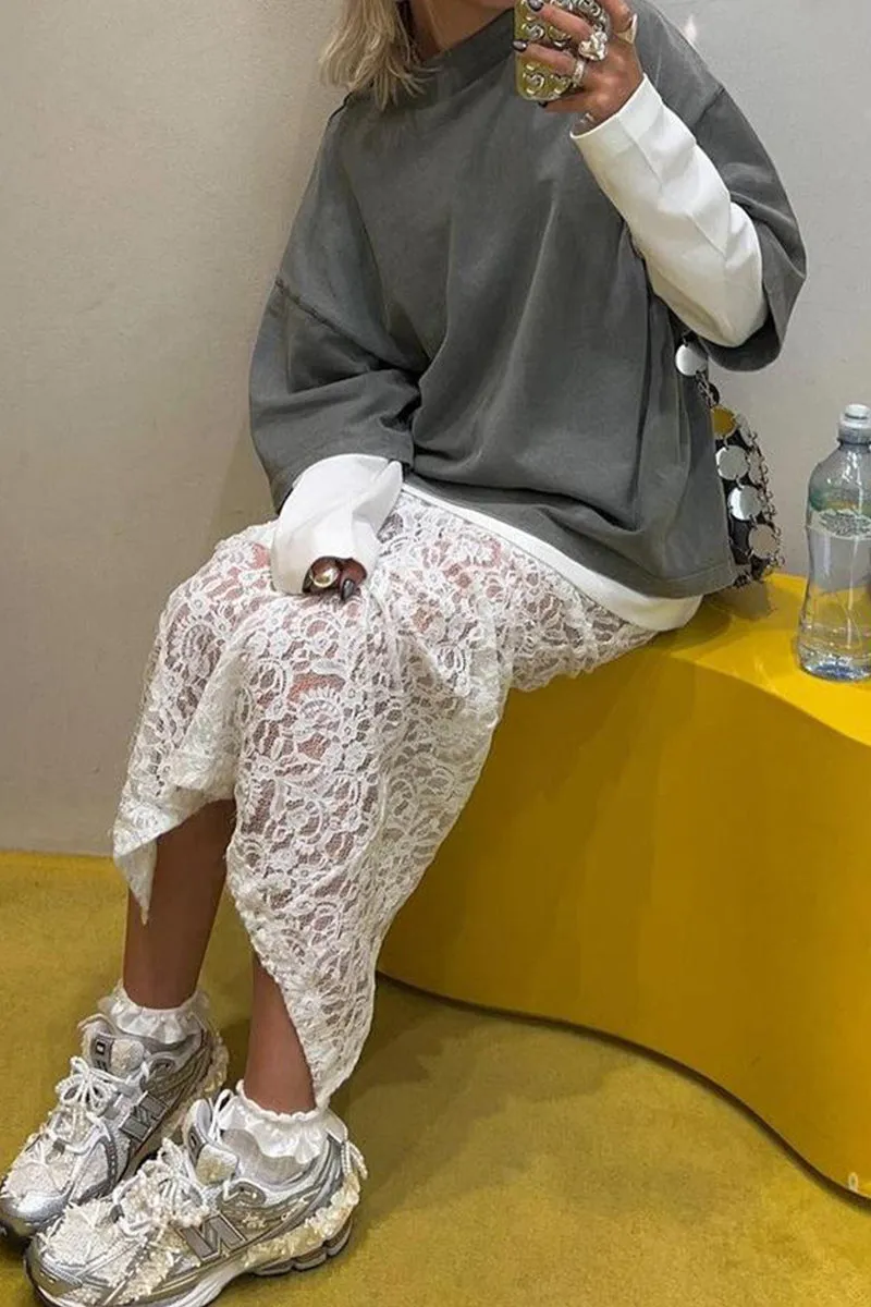 HQS1057 Urban Chic Lace Skirt Ensemble