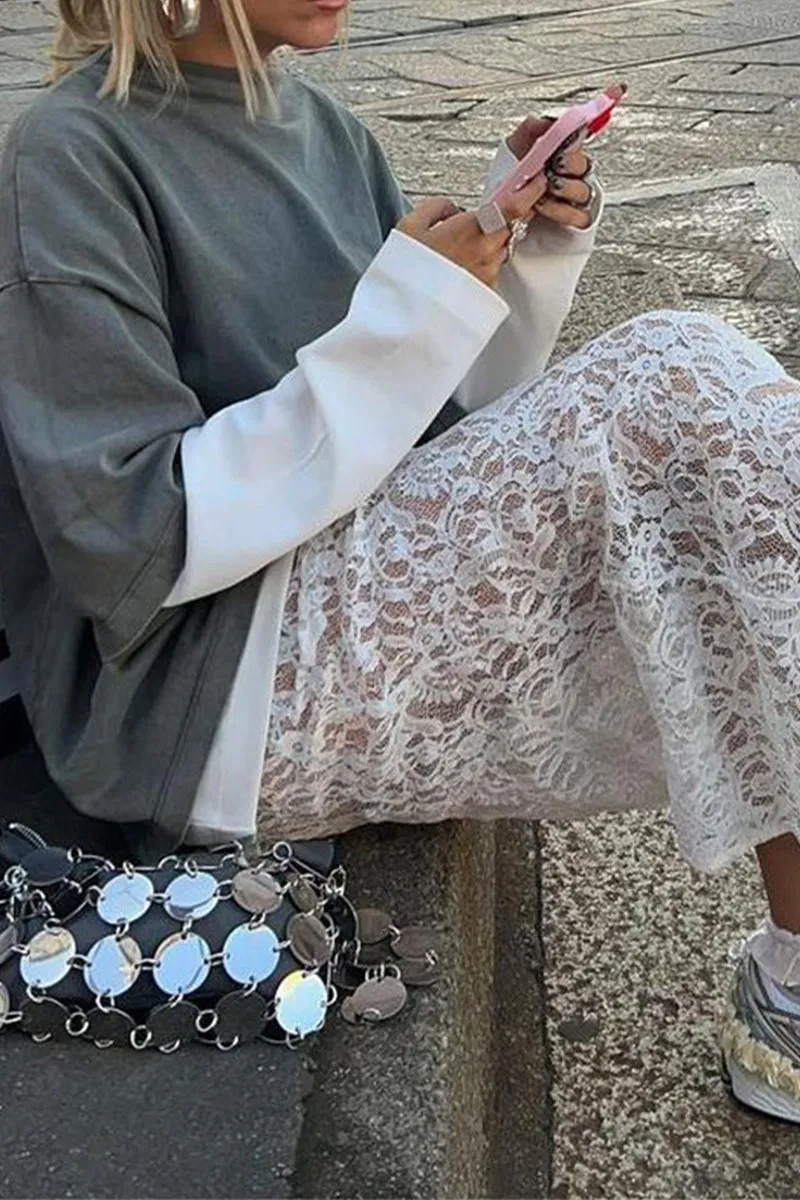 HQS1057 Urban Chic Lace Skirt Ensemble