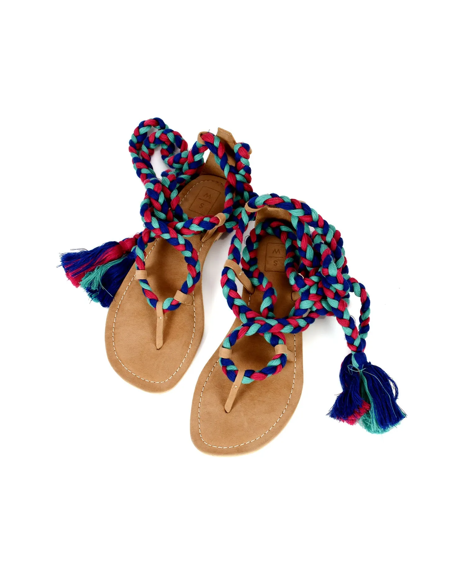 Ida Pink & Blue Tie-Up Sandals
