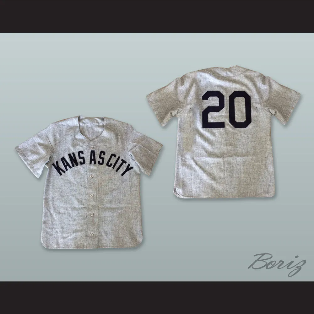 Kansas City Blues 20 Gray Baseball Jersey
