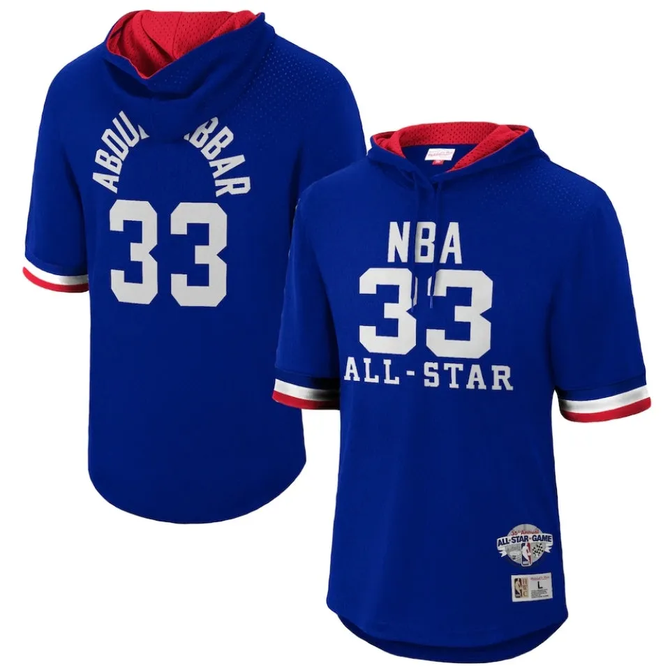 Kareem Abdul-Jabbar Western Conference Mitchell & Ness 1985 All-Star Game Name & Number Short Sleeve Hoodie - Royal