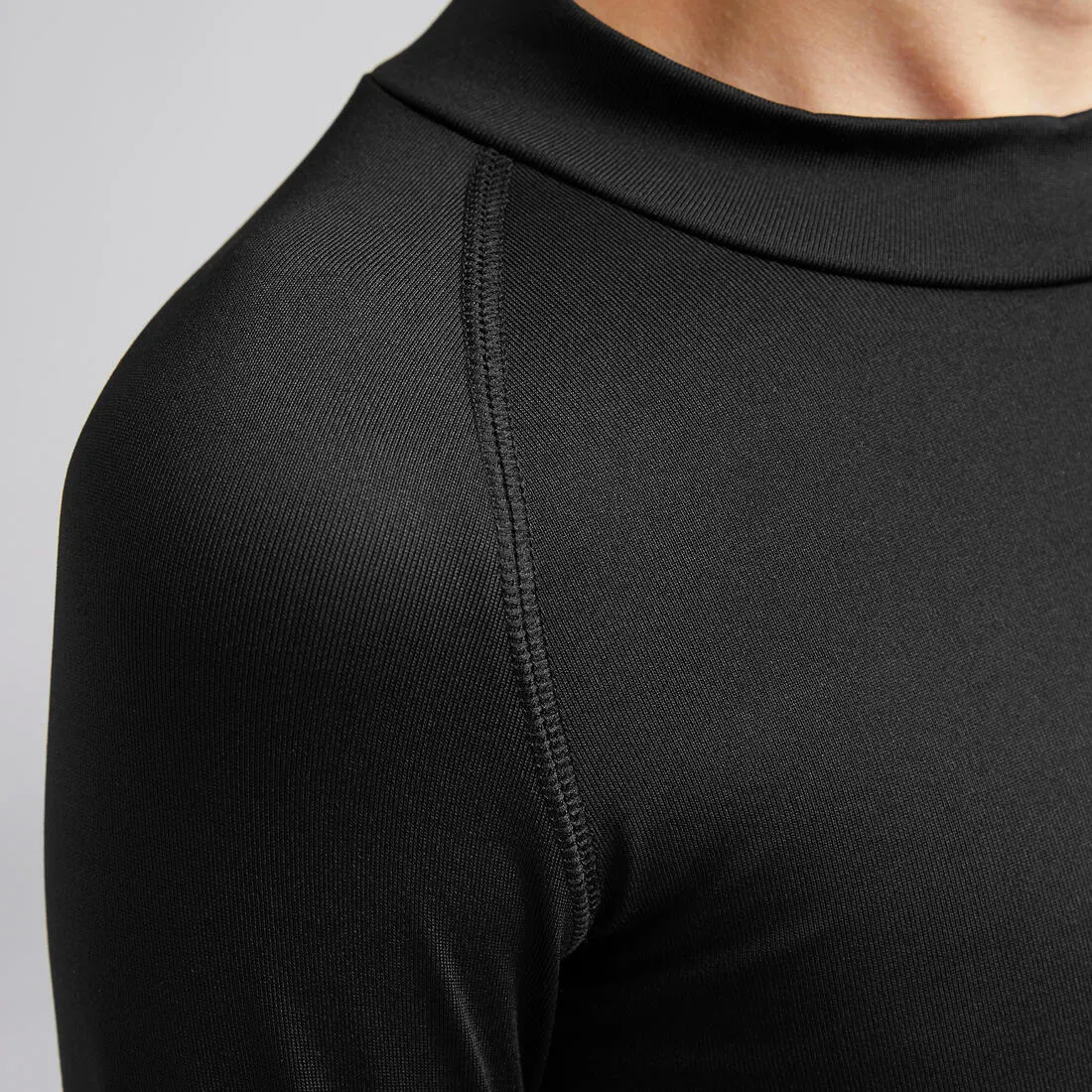 Kids' Long-Sleeved Thermal Football Base Layer Top Keepcomfort 100 - Black