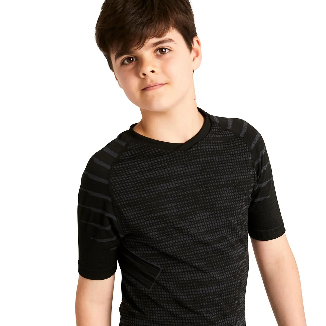 Kids' Short-Sleeved Thermal Base Layer Top Keepdry 500 - Black