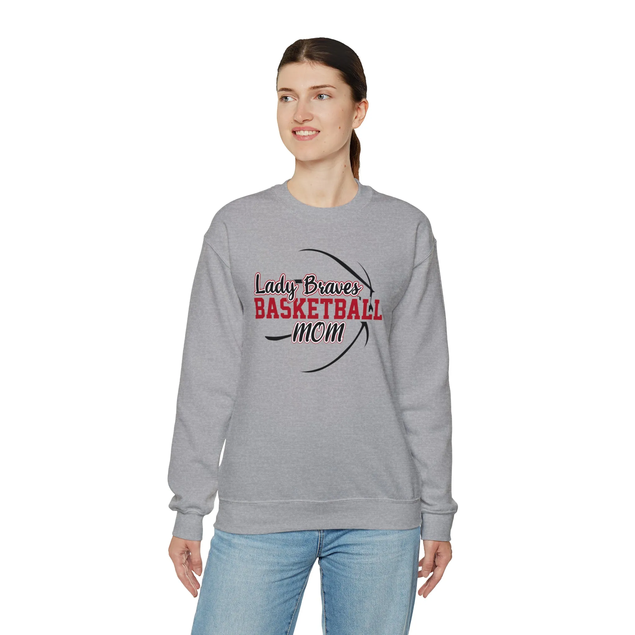 Lady Braves Basketball Mom Unisex Heavy Blend™ Crewneck Sweatshirt