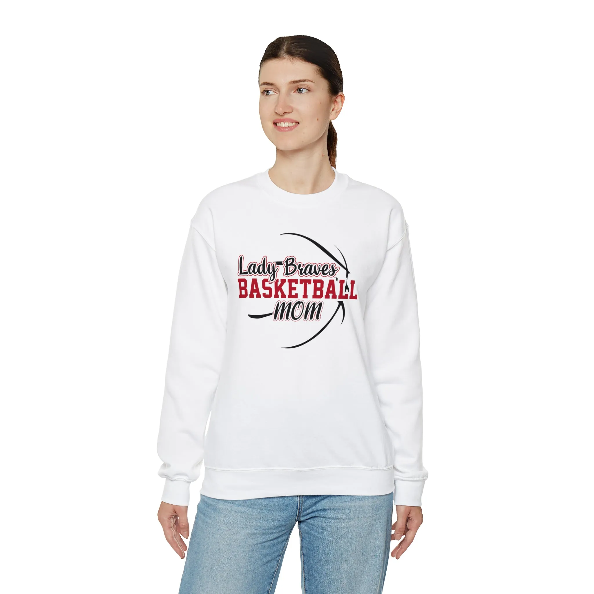 Lady Braves Basketball Mom Unisex Heavy Blend™ Crewneck Sweatshirt