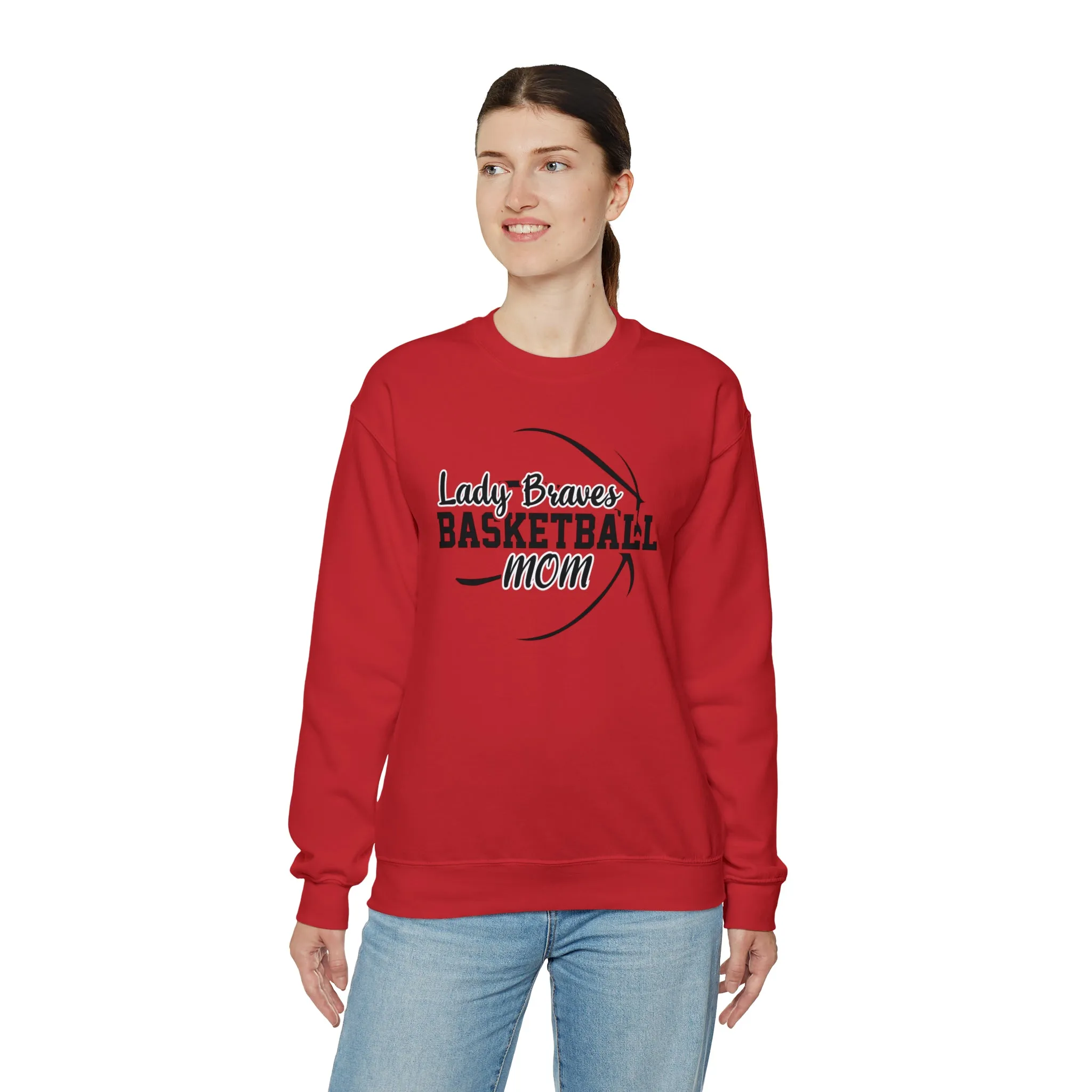 Lady Braves Basketball Mom Unisex Heavy Blend™ Crewneck Sweatshirt