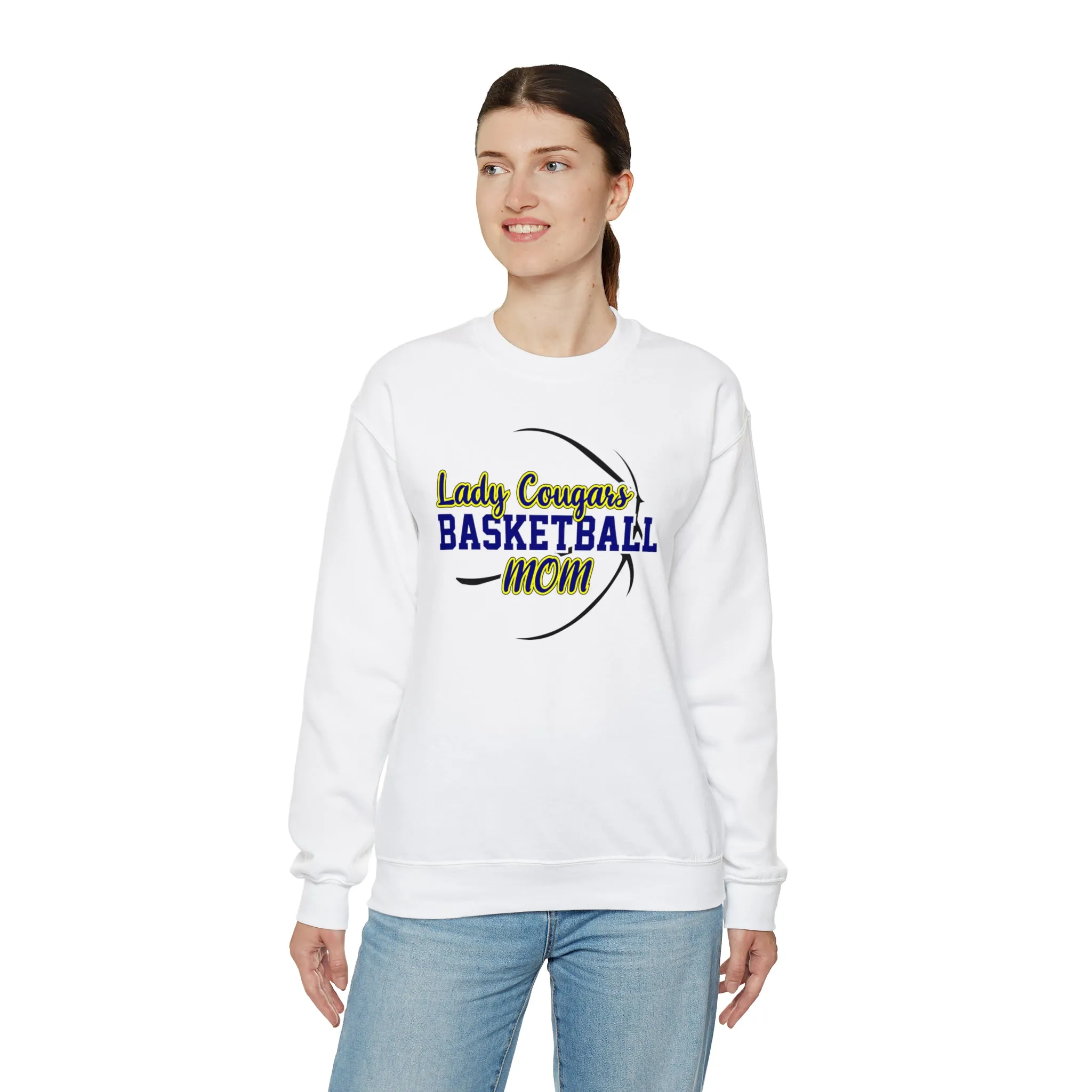 Lady Cougars Basketball Mom Unisex Heavy Blend™ Crewneck Sweatshirt
