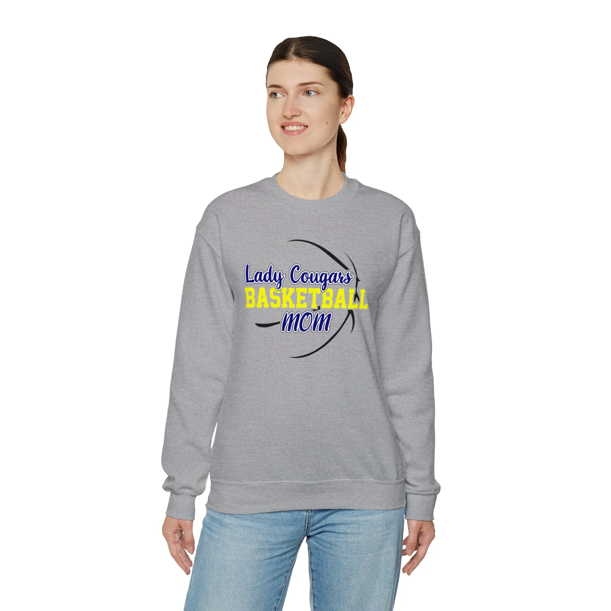 Lady Cougars Basketball Mom Unisex Heavy Blend™ Crewneck Sweatshirt