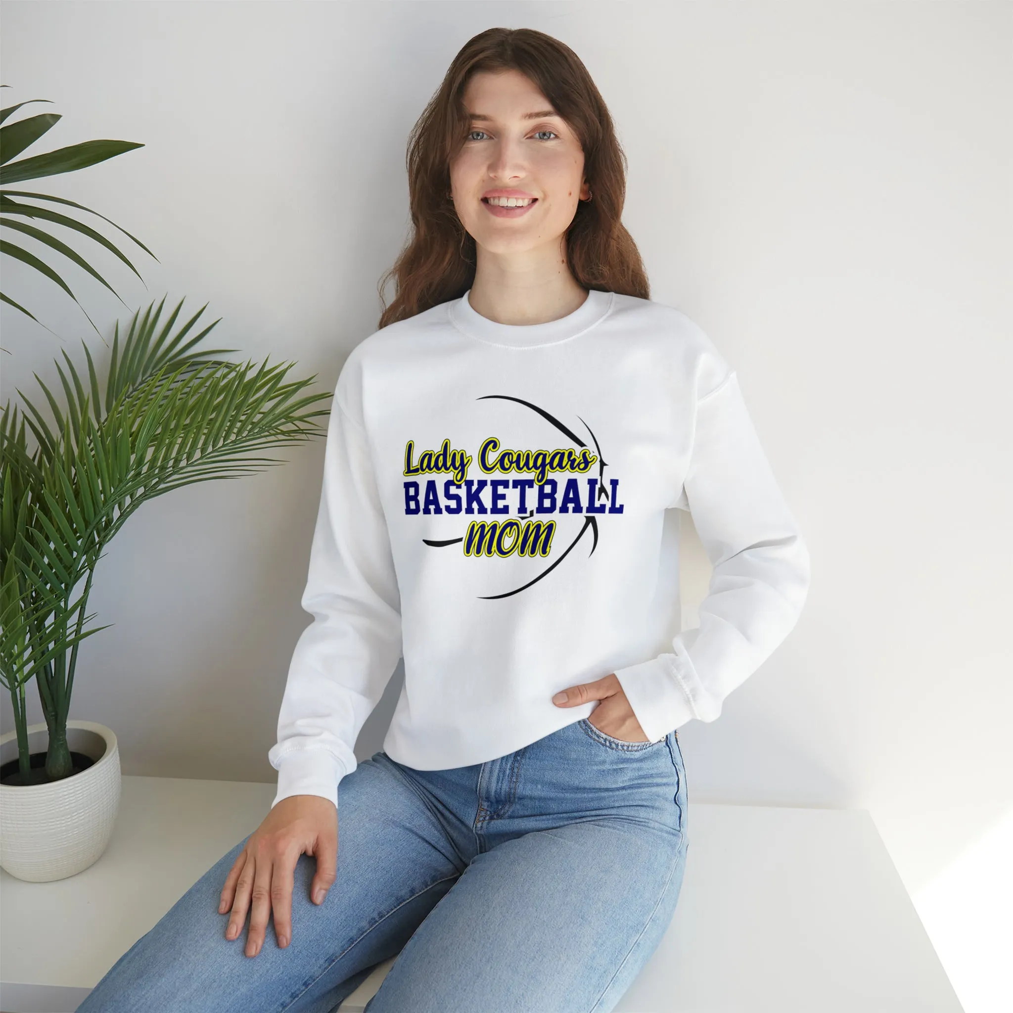 Lady Cougars Basketball Mom Unisex Heavy Blend™ Crewneck Sweatshirt