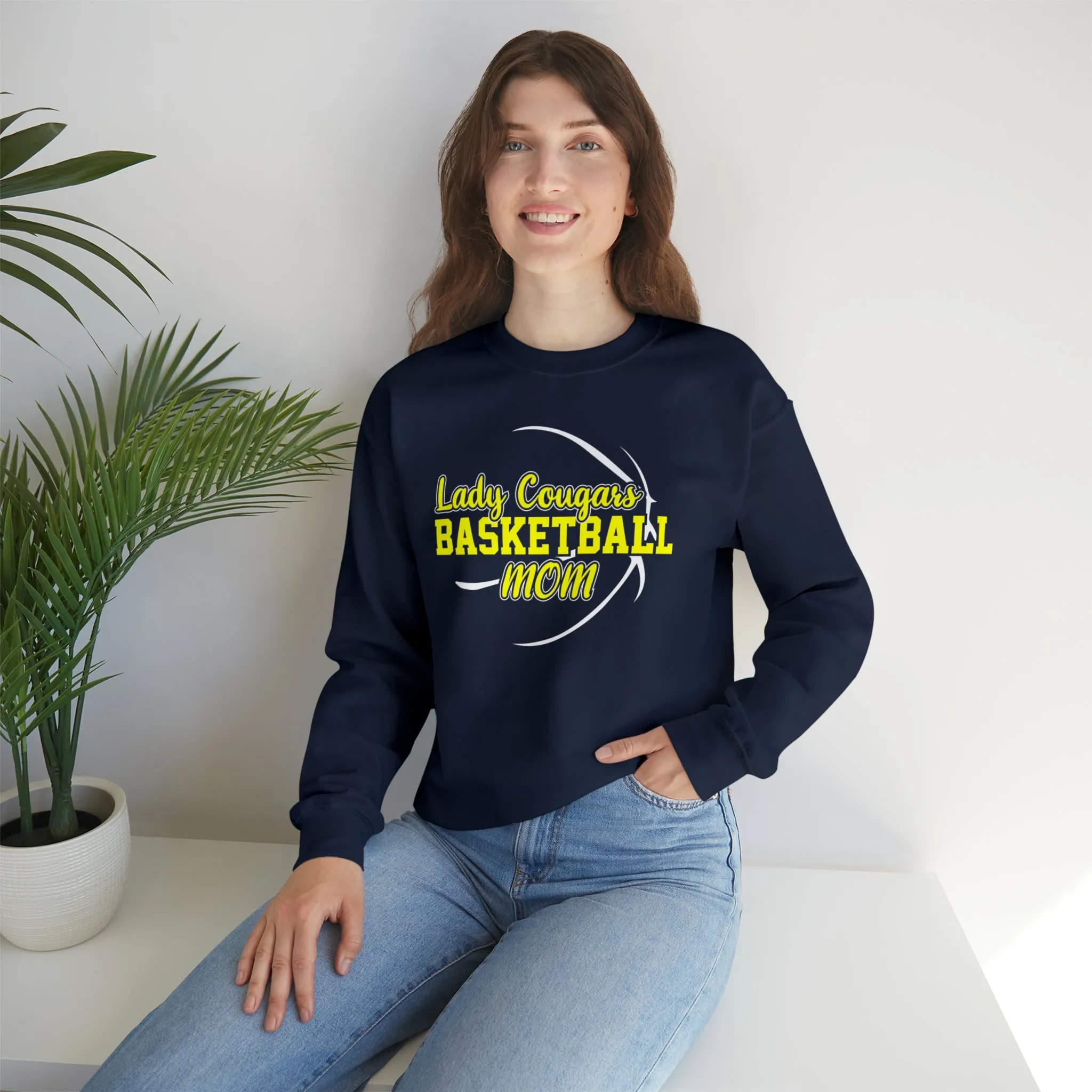 Lady Cougars Basketball Mom Unisex Heavy Blend™ Crewneck Sweatshirt