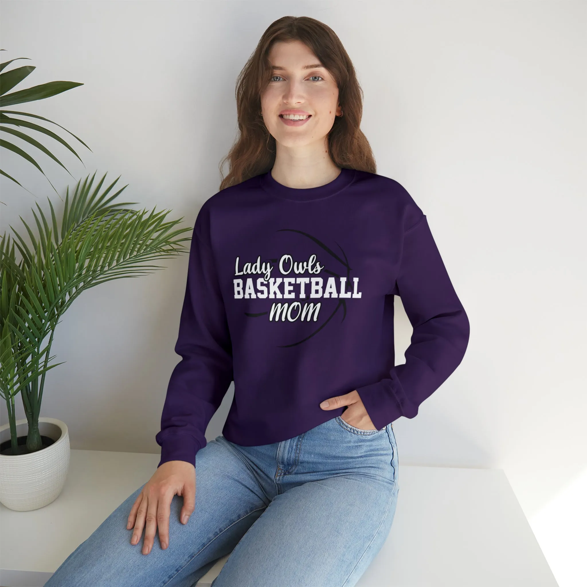 Lady Owls Basketball Mom Unisex Heavy Blend™ Crewneck Sweatshirt