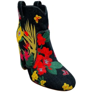 Laurence Dacade Floral Embroidered Denim Belen Booties