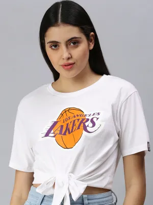 Los Angeles Lakers: Classic Crest Tie-up Top - White