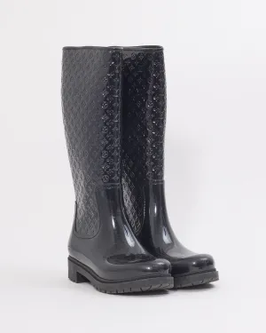 Louis Vuitton Black Rubber Monogram Drops Flat Boots - 40