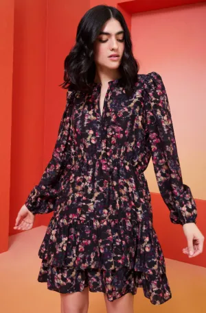 Marie Oliver - Preston Long Sleeved Silk Dress - Mariposa