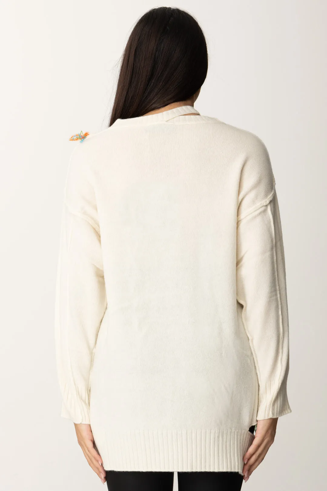 Maxi Maglia con Cut-out e Cuciture Colorate