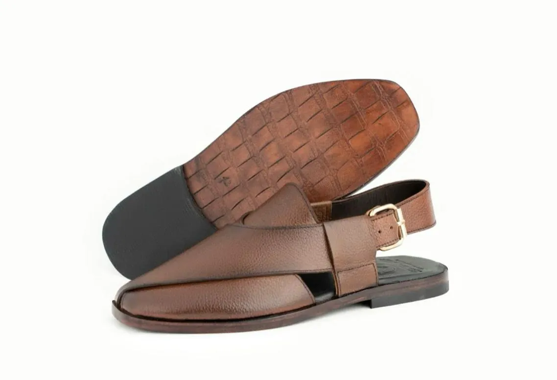 Men Peshawari Brown Chappal