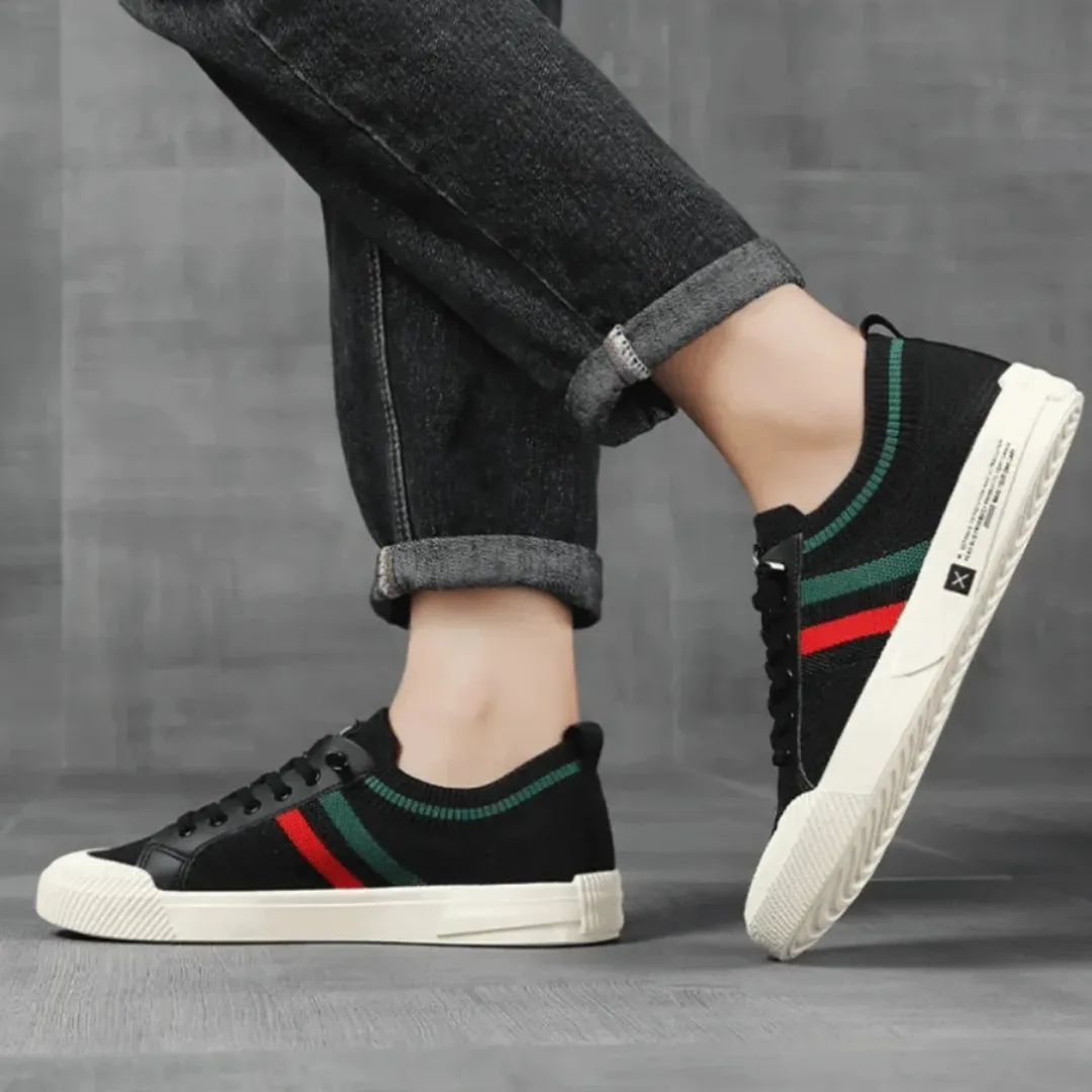 Men's Casual Street Style Striped Sneakers | Lace Up