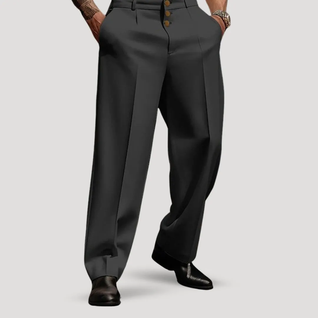 Men’s Pleated Trousers – Relaxed Tailored Fit – Cream Smart-Casual Style