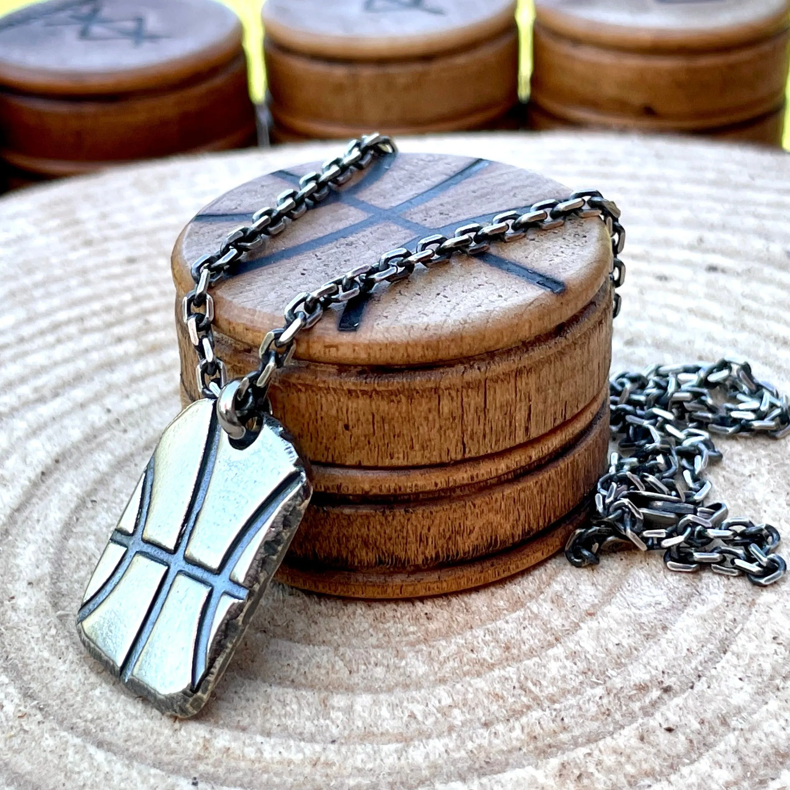 Men's Silver Football, Baseball or Basketball Pendant Necklace
