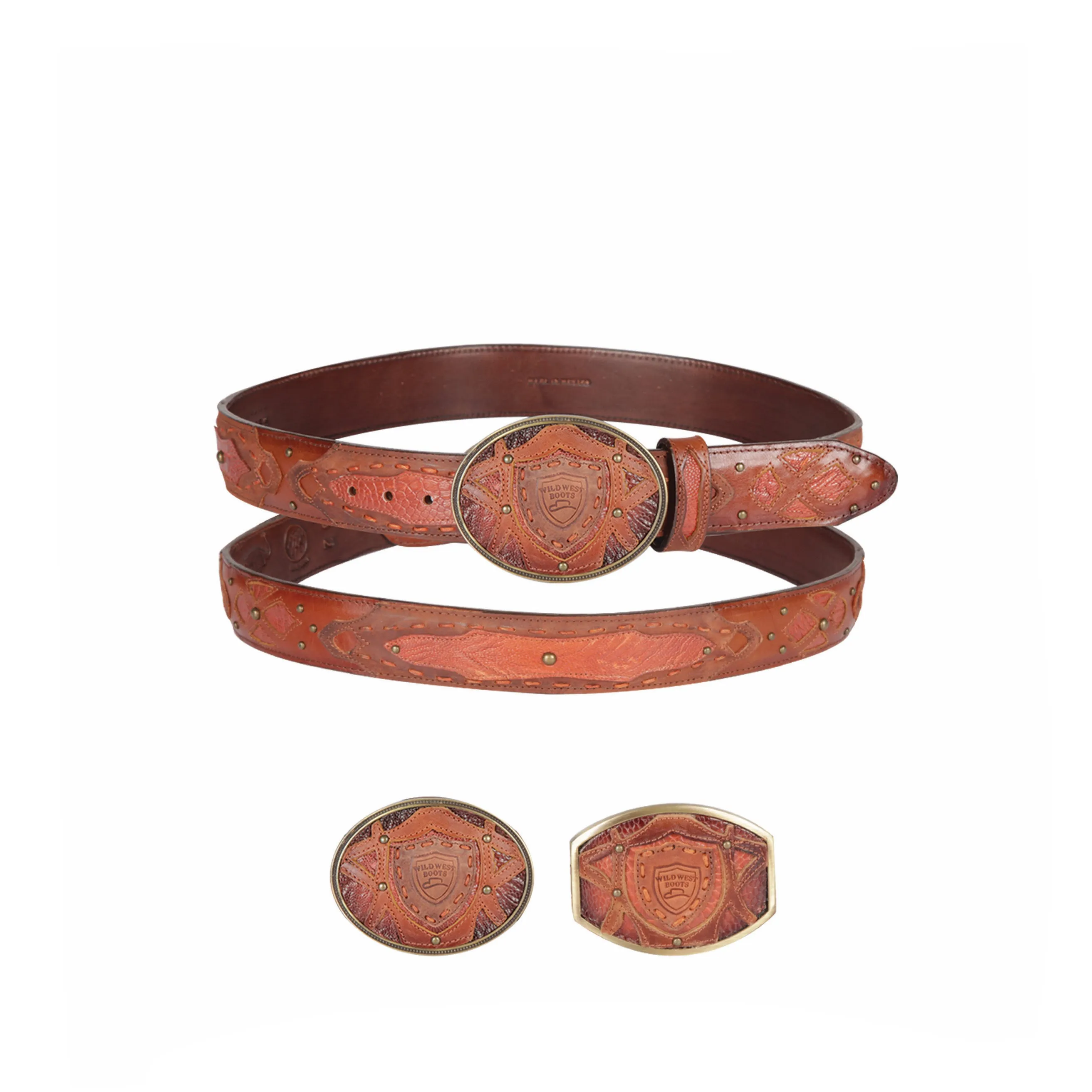 Men's Wild West Ostrich Leg Belt